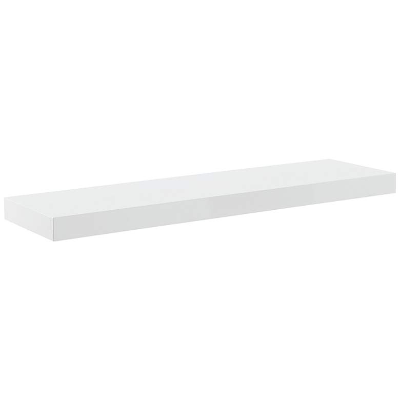 Image 1 Barney 36" Wide White Lacquer Wood Floating Wall Shelf