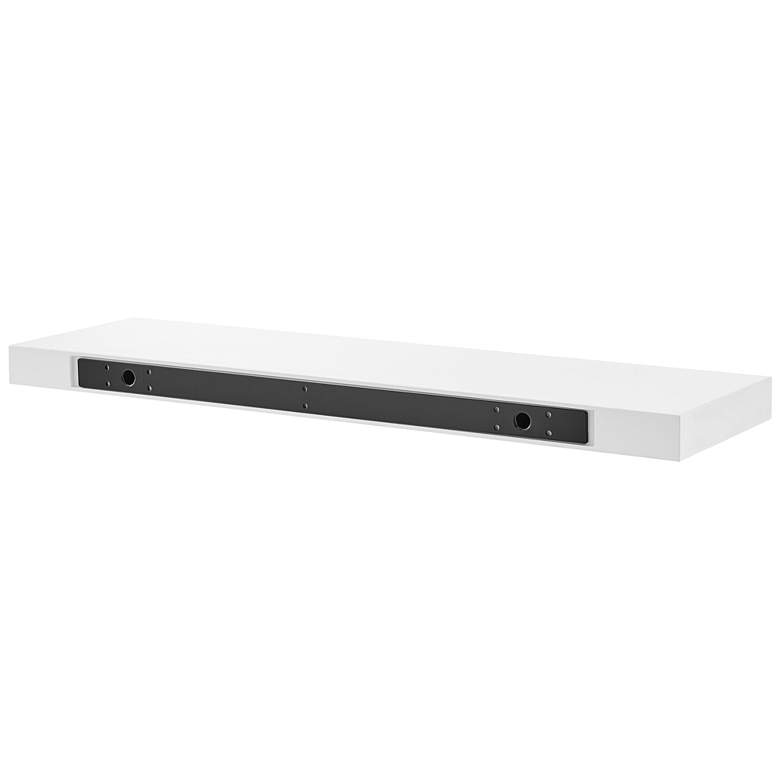 Image 5 Barney 36" Wide White Lacquer Wood Floating Wall Shelf more views