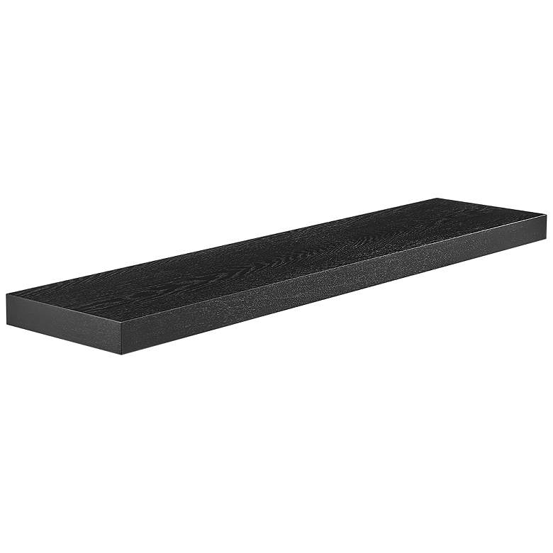 Image 1 Barney 43 1/2 inch Wide Black Stained Oak Wood Floating Wall Shelf