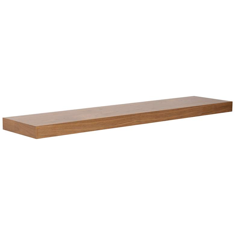 Image 1 Barney 43 1/2 inch Wide Walnut Veneer Wood Floating Wall Shelf