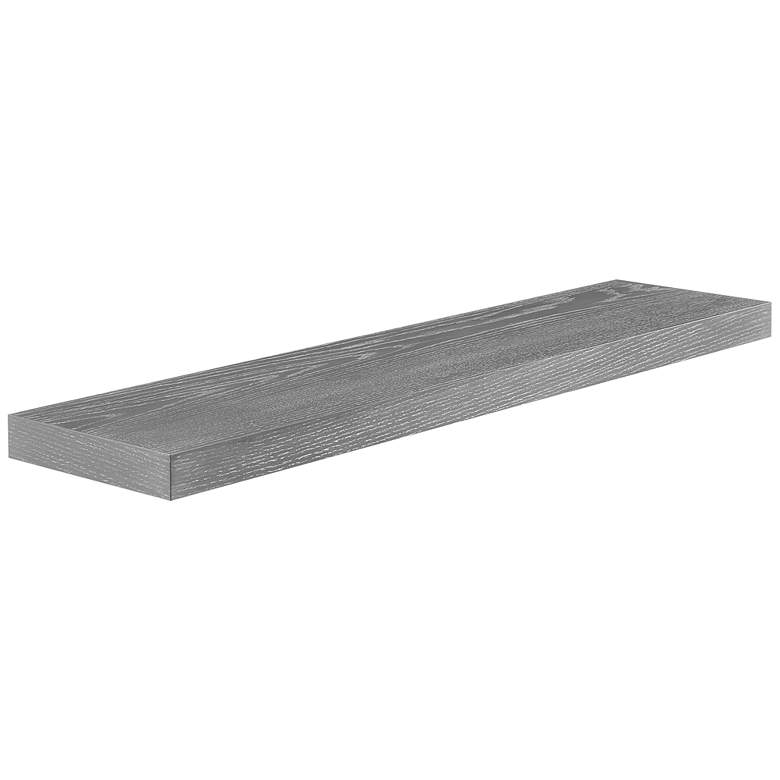 Image 2 Barney 43 1/2 inchW Gray Stained Oak Wood Floating Wall Shelf