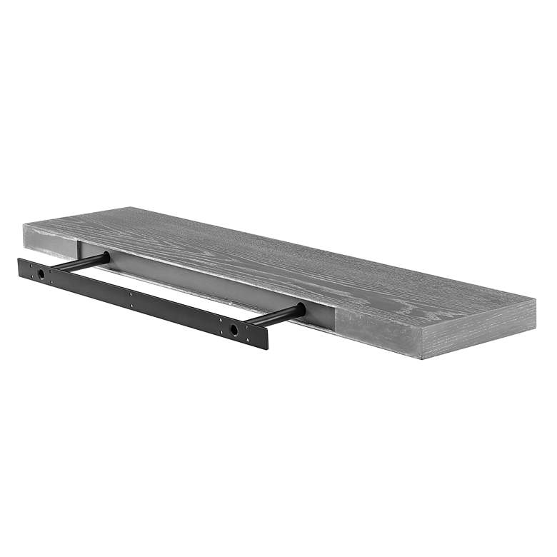 Image 6 Barney 43 1/2"W Gray Stained Oak Wood Floating Wall Shelf more views