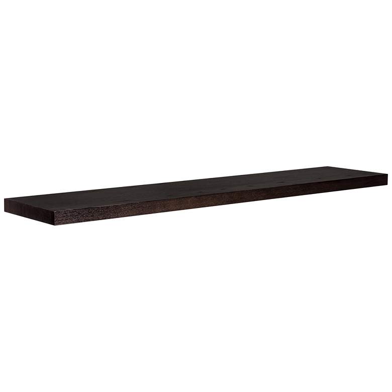 Barney 74 3/4&quot; Wide Wenge Stained Wood Floating Wall Shelf