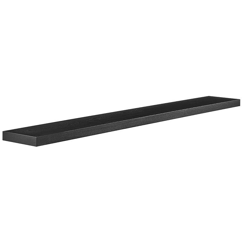 Image 1 Barney 74 3/4 inchW Black Stained Oak Wood Floating Wall Shelf