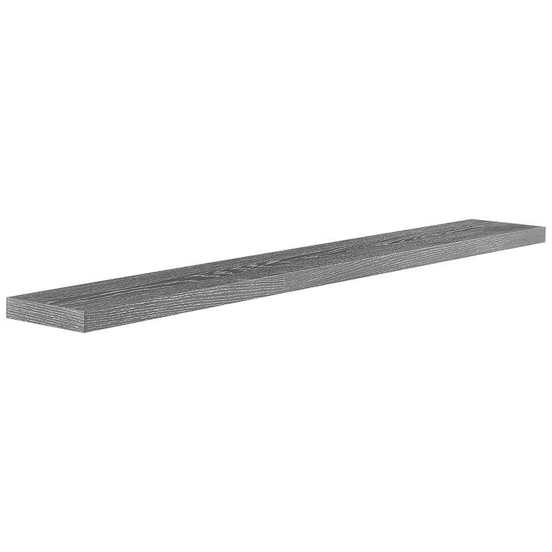 Image 1 Barney 74 3/4 inchW Gray Stained Oak Wood Floating Wall Shelf