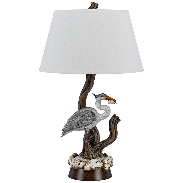 Image 1 Barnstable Egret Aged Wood Table Lamp