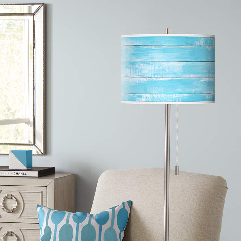 Image 1 Barnyard Blue Brushed Nickel Pull Chain Floor Lamp