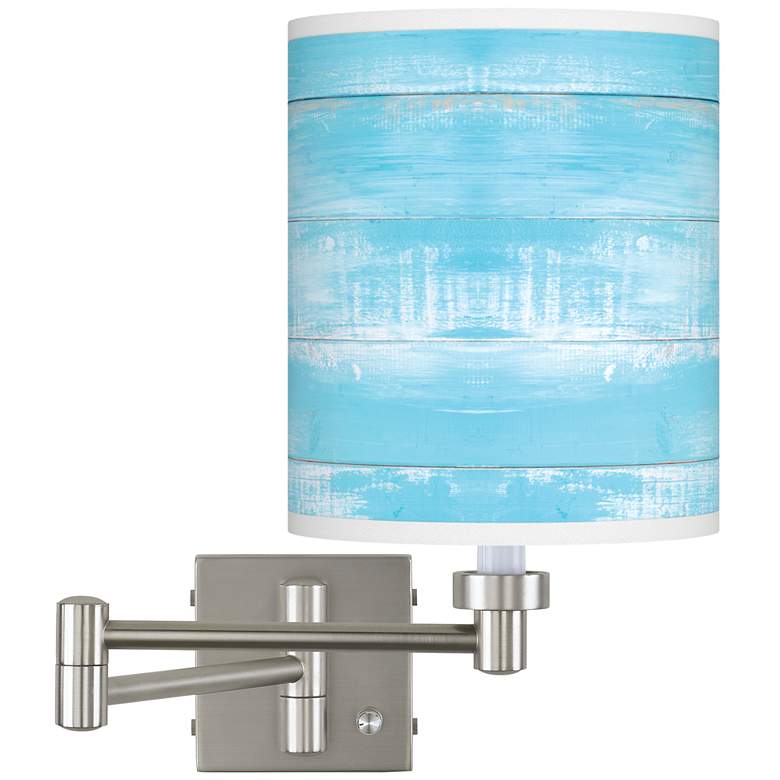 Image 1 Barnyard Blue Brushed Nickel Swing Arm Wall Lamp