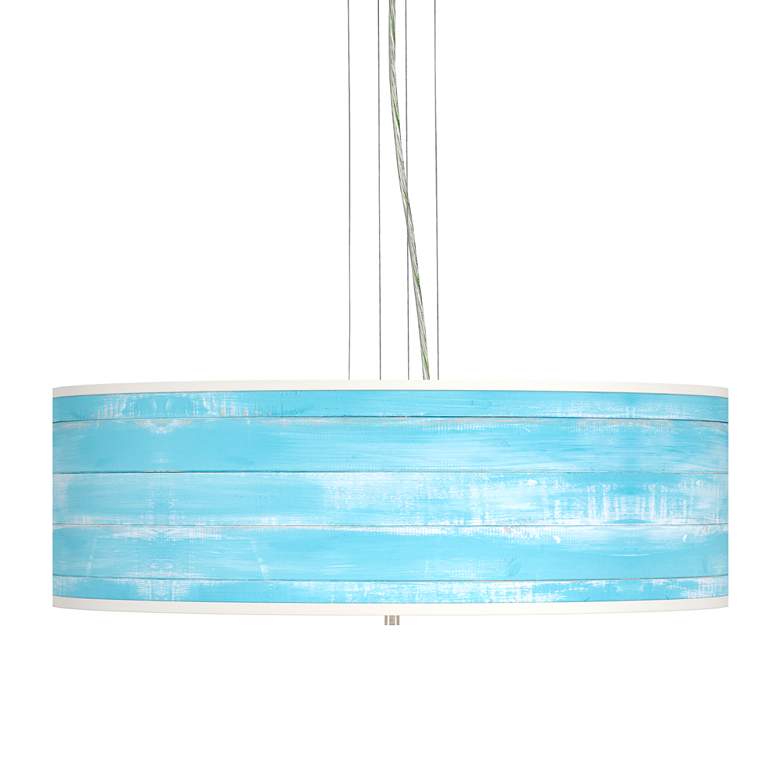 Image 1 Barnyard Blue Giclee 24 inch Wide 4-Light Pendant Chandelier