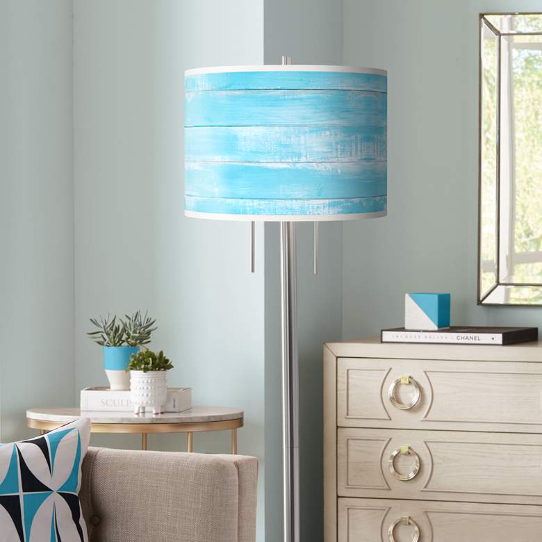 Image 1 Barnyard Blue Giclee Brushed Nickel Garth Floor Lamp