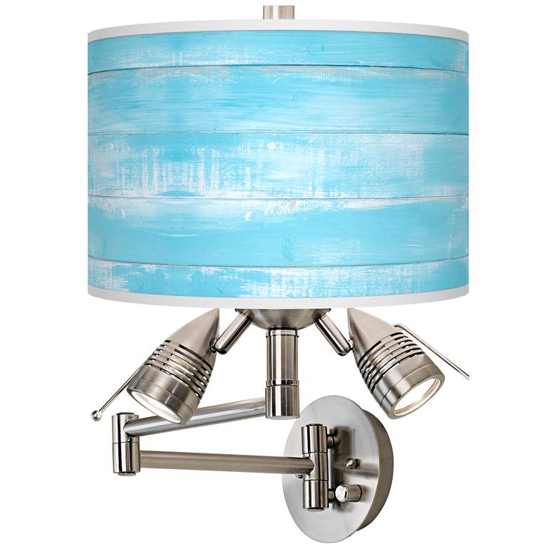 Image 1 Barnyard Blue Giclee Plug-In Swing Arm Wall Lamp