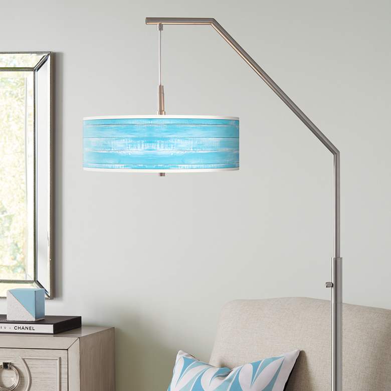 Image 1 Barnyard Blue Giclee Shade Arc Floor Lamp