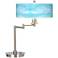 Barnyard Blue Giclee Shade with Modern Swing Arm LED Desk Lamp