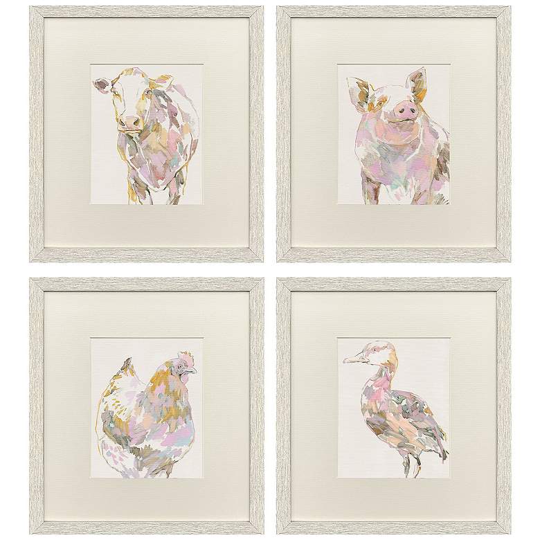 Image 1 Barnyard Buds 15"W x 17"H Framed Art - Set of 4