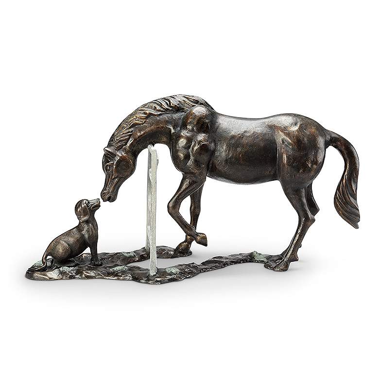 Barnyard Pals 25 1/2 inchW Horse and Dog Aluminum Garden Statue