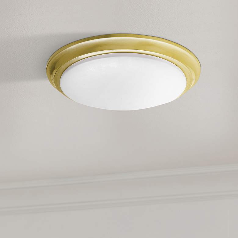 Image 1 Baron 12" Wide Satin Brass LED Ceiling Light