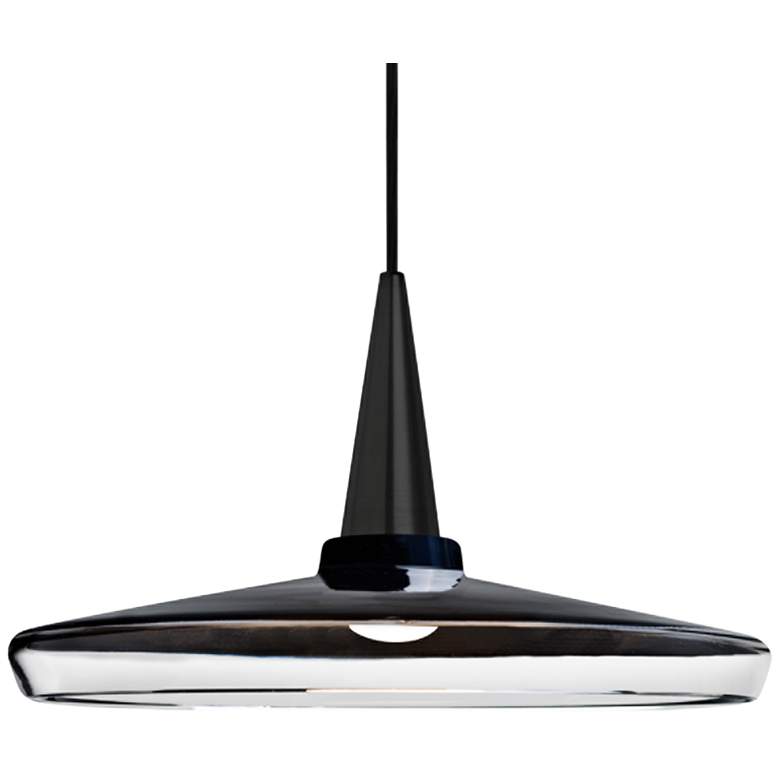 Image 1 Baron 14 13 3/4"W Black and Clear Glass LED Pendant Light