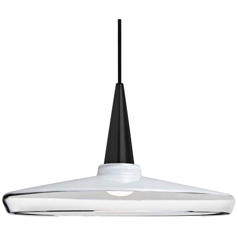Image 1 Baron 14 13 3/4"W Black and White Glass LED Pendant Light