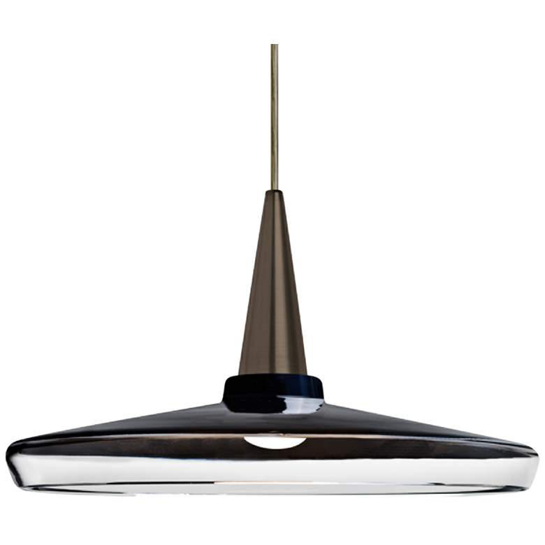 Image 1 Baron 14 13 3/4 inchW Bronze and Black Glass LED Pendant Light