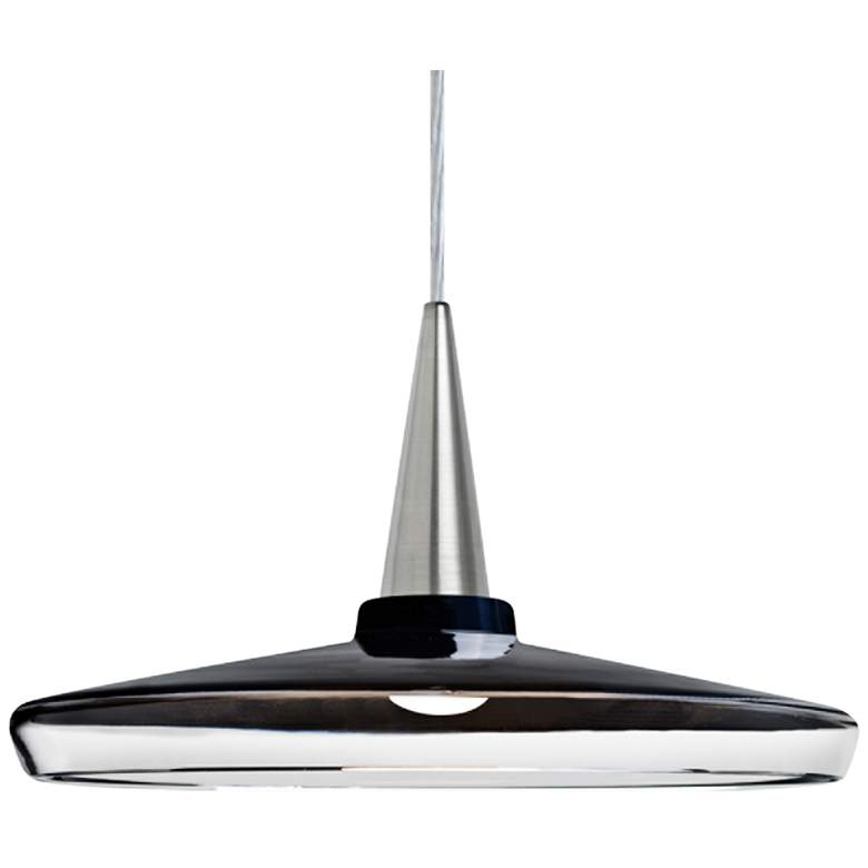 Image 1 Baron 14 13 3/4"W Nickel and Black Glass LED Pendant Light