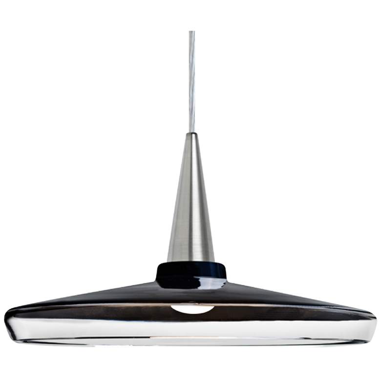 Image 1 Baron 14 13 3/4 inchW Nickel and Black Glass LED Pendant Light