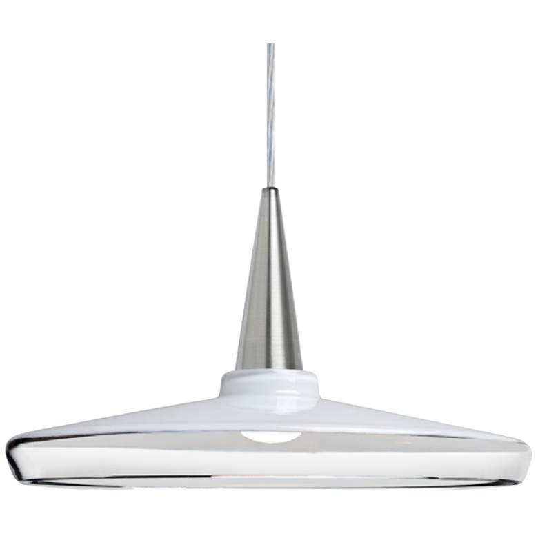 Image 1 Baron 14 13 3/4"W Nickel and White Glass LED Pendant Light