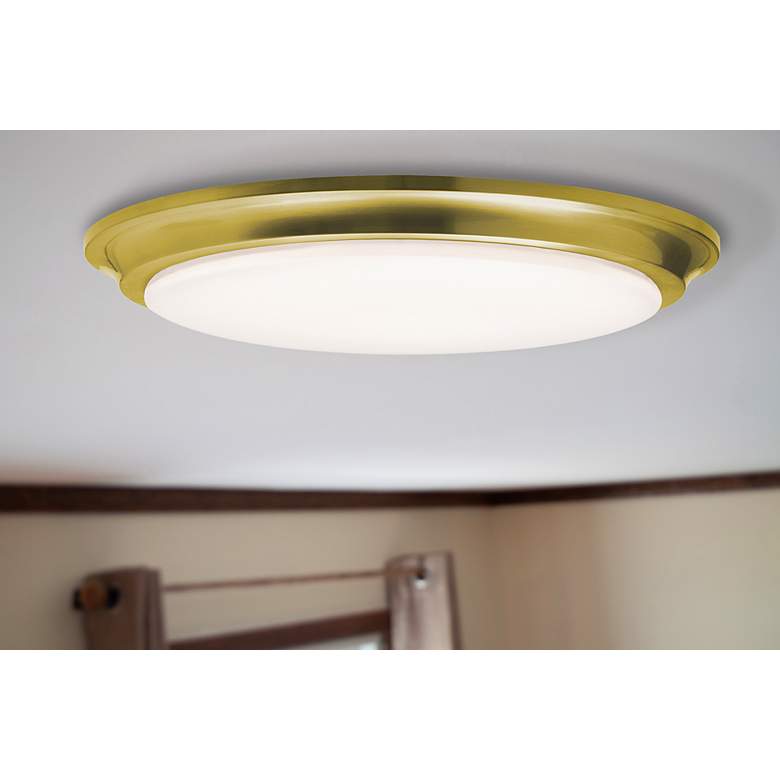 Image 4 Baron 14" Wide Satin Brass LED Flush Mount more views