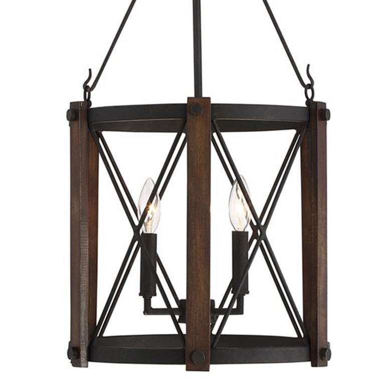 Image 2 Baron 15 1/4" Wide Marcado Black and Wood 3-Light Pendant more views