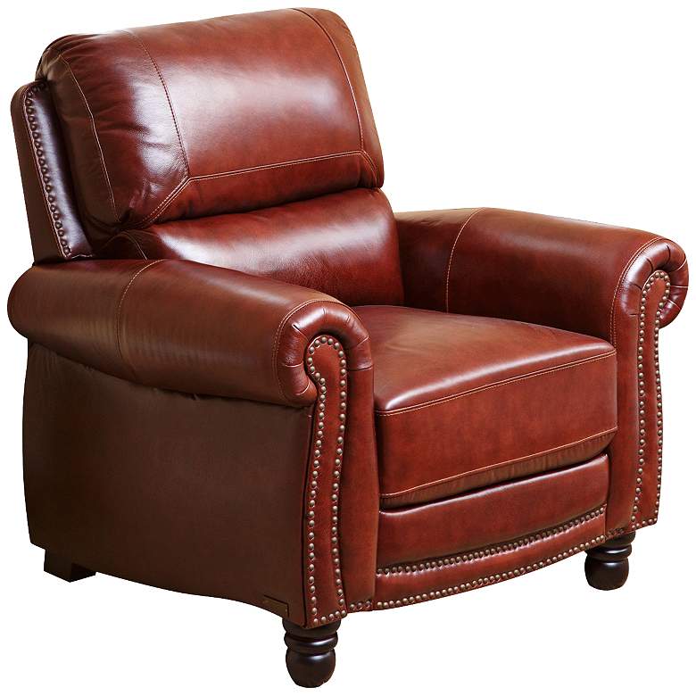 Image 1 Baron Brown Hand-Rubbed Top-Grain Leather Pushback Recliner