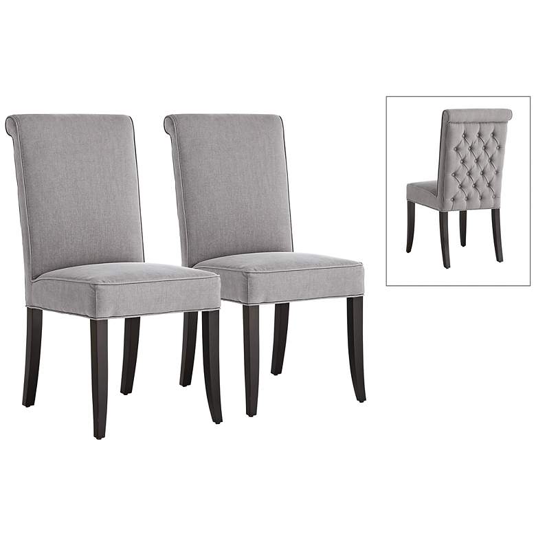 Image 1 Baron Gray Linen Dining Chairs Set of 2