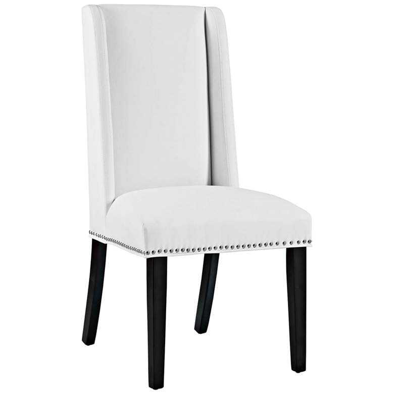 Image 2 Baron White Vinyl and Silver Nailhead Trim Dining Chair