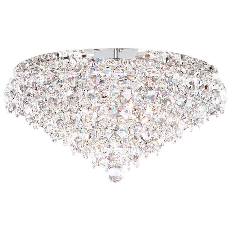 Image 1 Baronet 12"H x 24"W 6-Light Crystal Flush Mount in Polished Stain