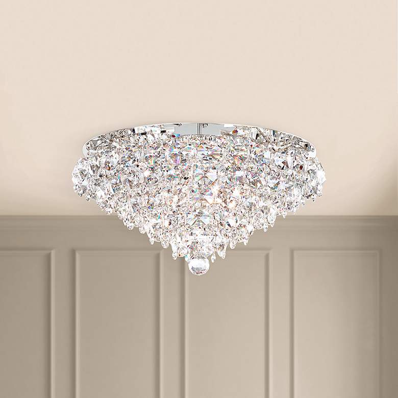 Image 1 Baronet 12"H x 24"W 6-Light Crystal Flush Mount in Polished Stain