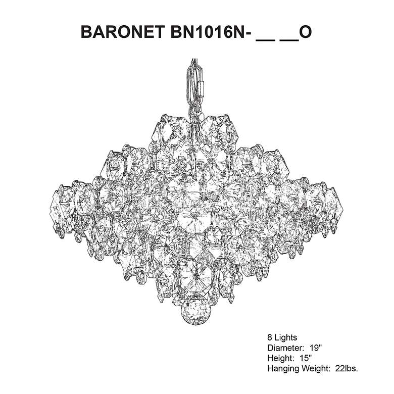 Image 5 Baronet 15"H x 19"W 8-Light Crystal Pendant in Polished Stainless more views