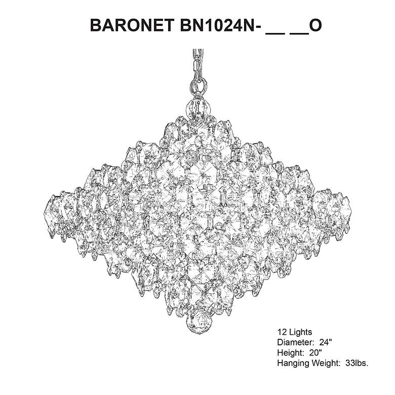 Image 5 Baronet 20"H x 24"W 12-Light Crystal Pendant in Polished Stainles more views
