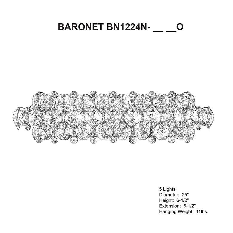 Image 4 Baronet 6.5"H x 25"W 5-Light Crystal Bath Bar in Pol Stainless St more views