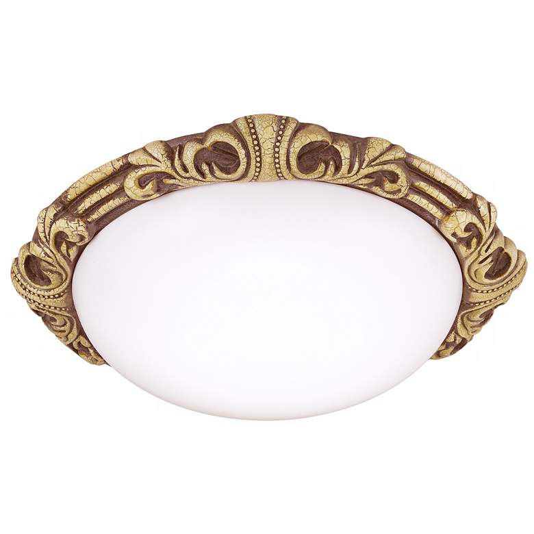 Image 1 Baroque 15 1/2 inch Wide Gold Crackle Round Ceiling Light