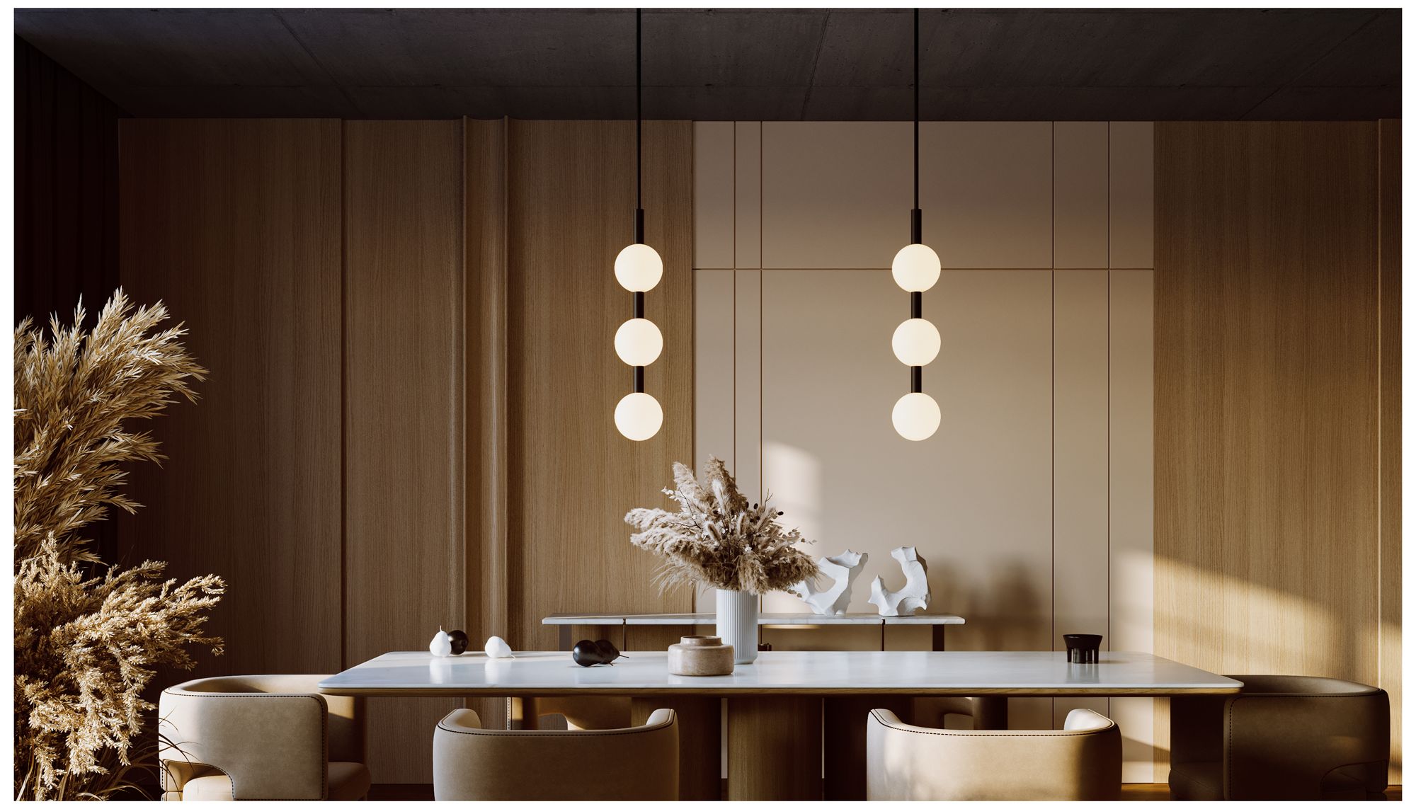 Image 4 Baroque 32" High 3-Light Black LED Pendant more views