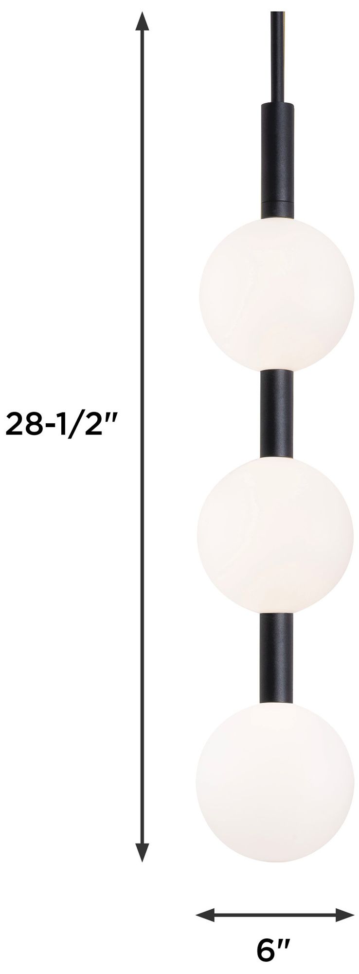 Baroque 32" High 3-Light Black LED Pendant