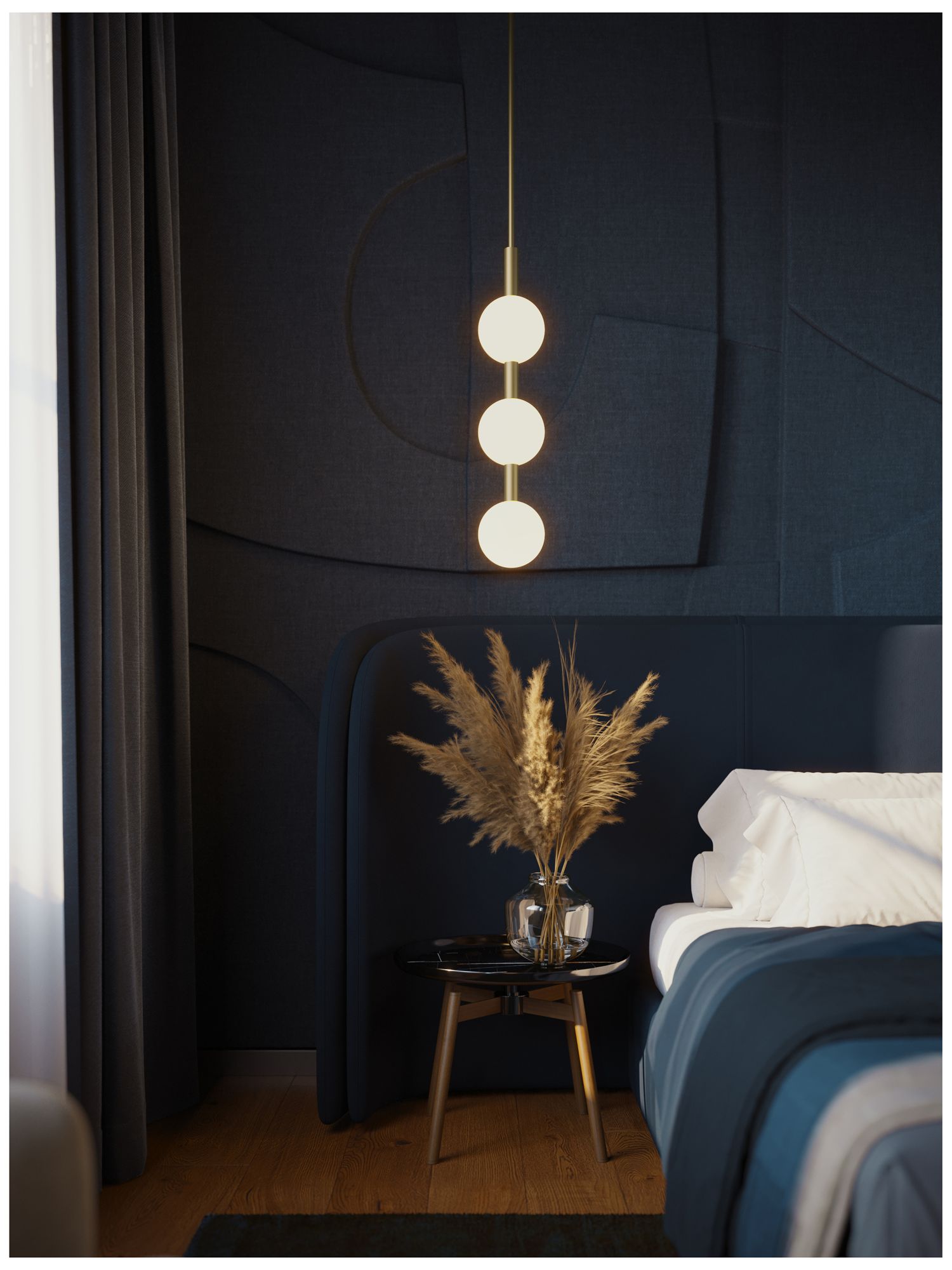 Image 4 Baroque 42" High 3-Light Black LED Pendant more views