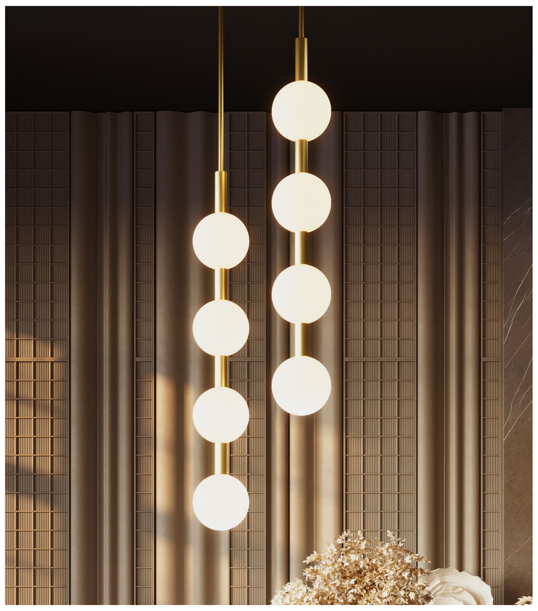 Image 4 Baroque 42" High 4-Light Antique Brass LED Pendant more views