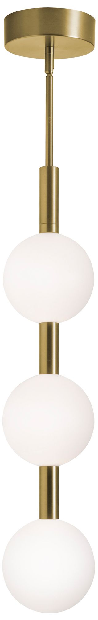 Image 2 Baroque 42" High 3-Light Brass LED Pendant