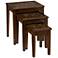 Baroque Brown Wood Mosaic Inlay 3-Piece Nesting Table Set
