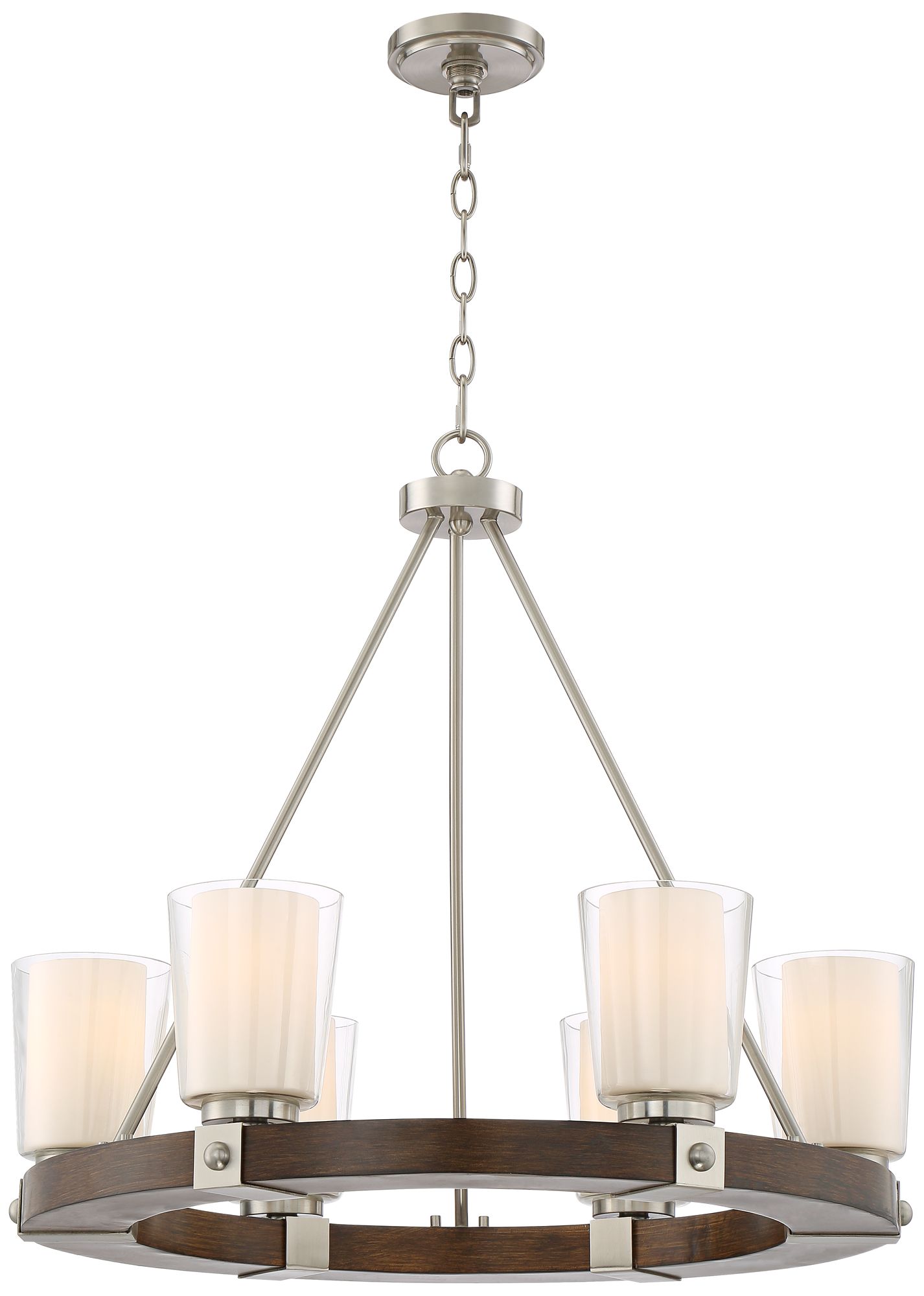 Barquero 27" Wide Dark Wood 6-Light Double Glass Chandelier