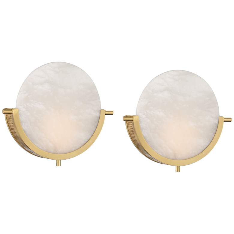 Image 2 Barranco 9 1/2" High Warm Gold Alabaster LED Wall Sconce Set of 2