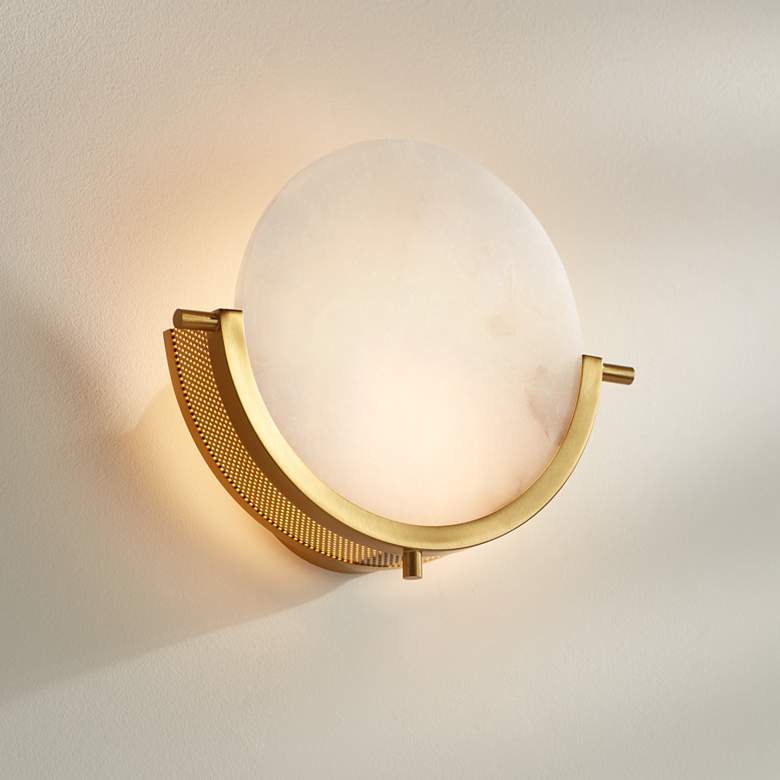 Image 1 Barranco 9 1/2" High Warm Gold and Alabaster Pocket Wall Sconce