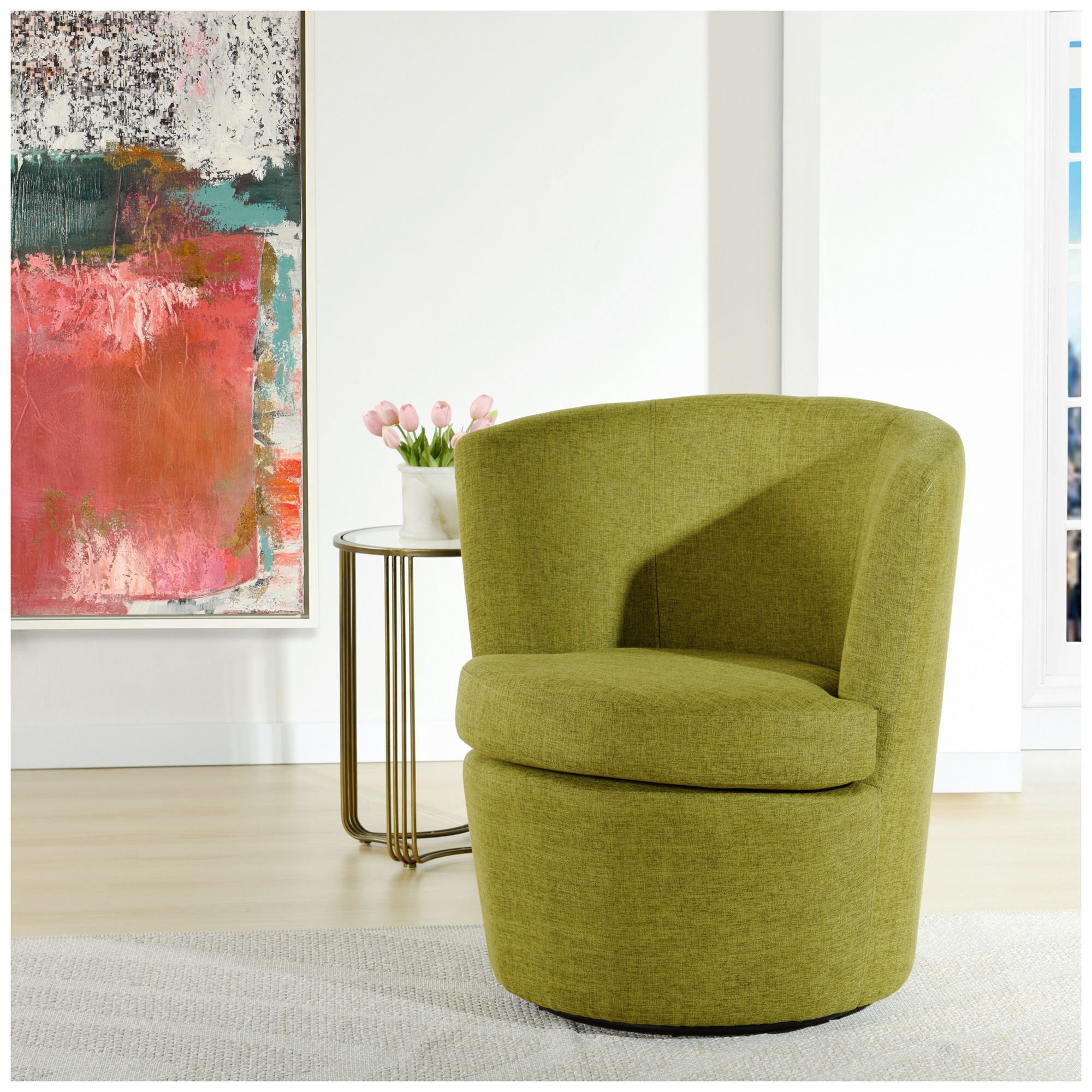 Barrel 28 x 33.5 Lemongrass Swivel Accent Chair