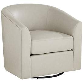 Image2 of Barrel Crème Faux Leather Swivel Chair