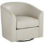 Barrel Cr&#232;me Faux Leather Swivel Chair