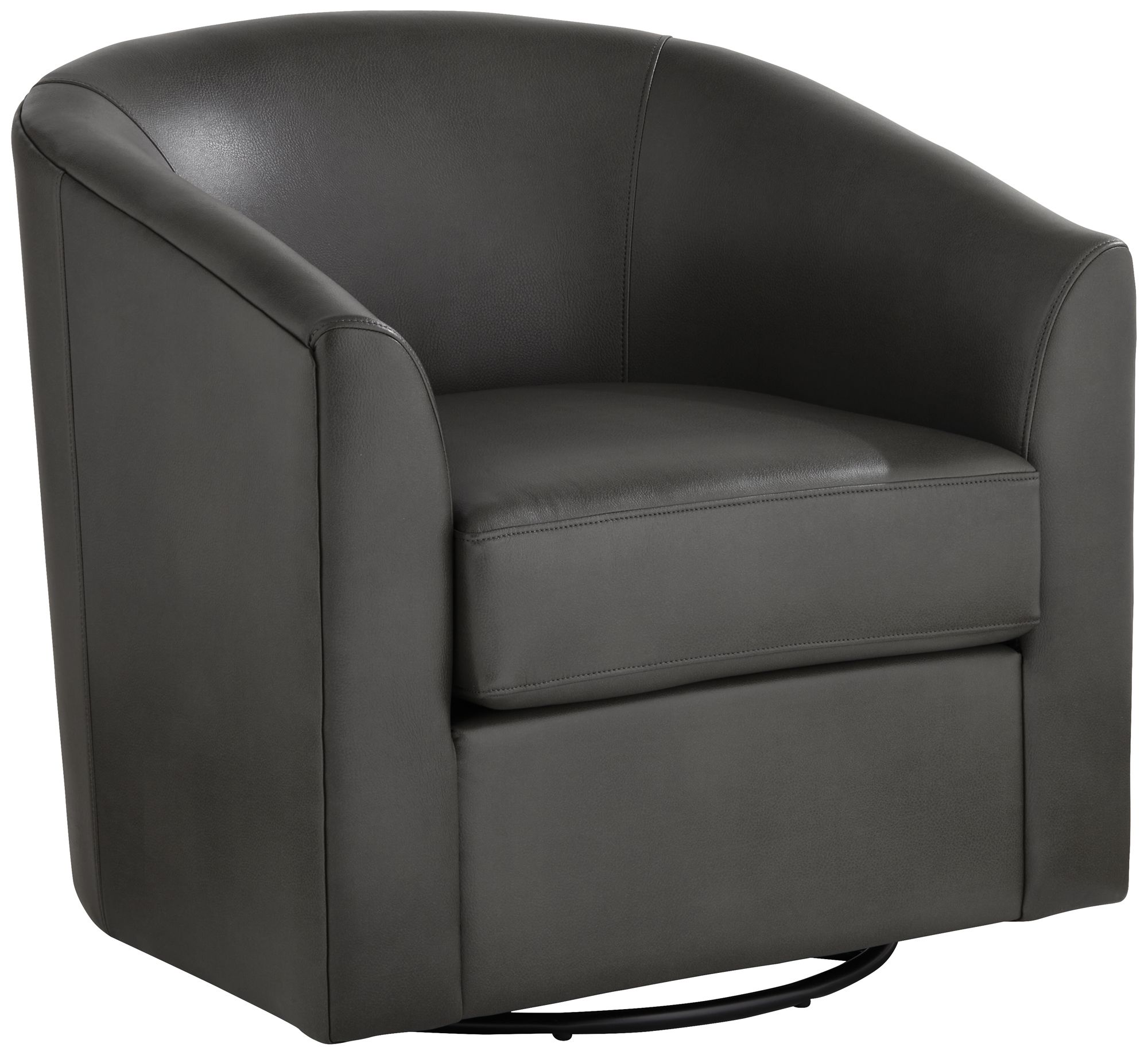 Barrel Dark Gray Faux Leather Swivel Chair - #8963A | Lamps Plus